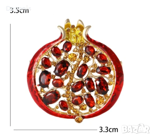 Брошка червен нар- подходящ подарък за учителка, майка, за жени, снимка 2 - Други - 53719819