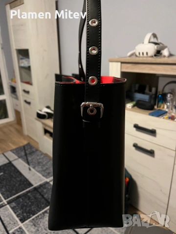 Дамска чанта Mia Tomazzi естествена кожа черен цвят, снимка 5 - Чанти - 53374181