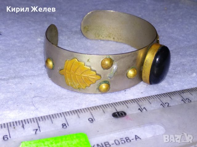 ВЕЛИКОЛЕПНА СКЪПОЦЕННА СРЕБРИСТА РЕТРО ГРИВНА от БРОНЗ и МЕД с ШЛИФАВАН РЪЧНО ЧЕРЕН ОНИКС 38348, снимка 10 - Антикварни и старинни предмети - 41265552