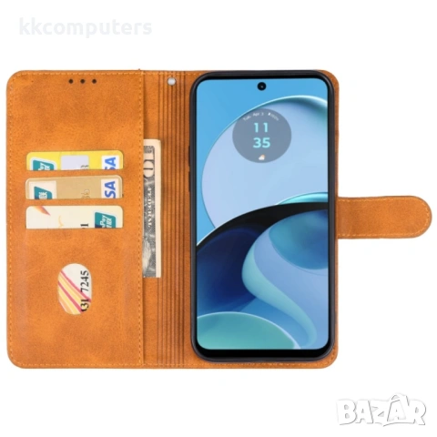 Motorola Moto G14 Wallet Калъф и Протектор, снимка 4 - Калъфи, кейсове - 53151303