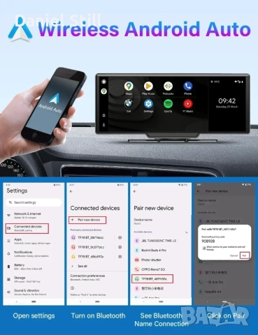 11.26" Carplay и Android Auto Навигация Видеорегистратор 4К , снимка 5 - Аксесоари и консумативи - 52466064