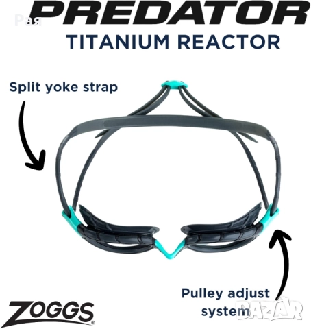 Унисекс очила за плуване Zoggs, сиви/тюркоазени/титаниеви, Reactor, снимка 4 - Водни спортове - 52532100