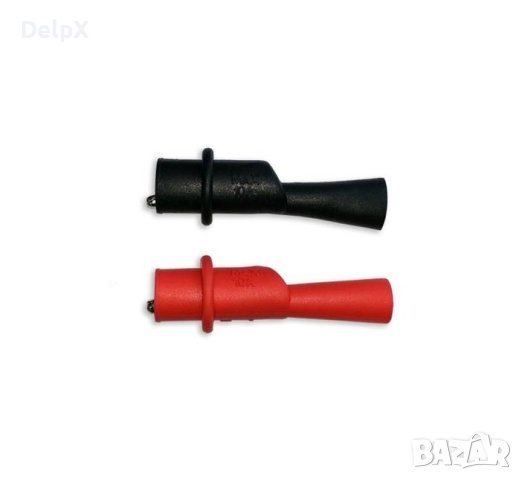 Щипки крокодил CAT III за пипала черно/червено комплект 10A 600V 65mm, снимка 1