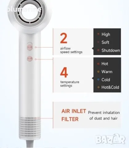 Ionic Hair Dryer Fitz Grey, снимка 7 - Сешоари - 48070633