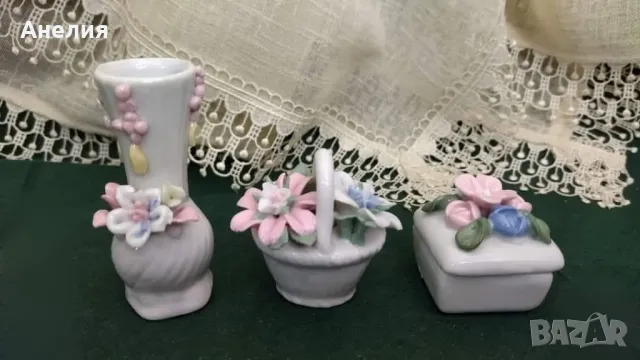 Мини порцеланови вазичка,кошничка и кутия за пръстен , снимка 2 - Декорация за дома - 49374788