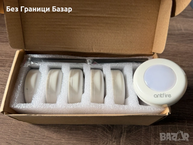 Нов Комплект 6 броя безжични LED лампи 4000K неутрална светлина за шкафове, кухня, гардероб, витрина