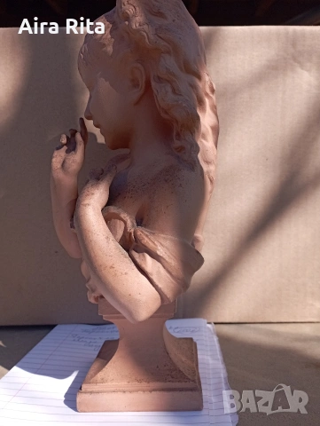 Френски теракотен бюст., снимка 3 - Антикварни и старинни предмети - 53780023