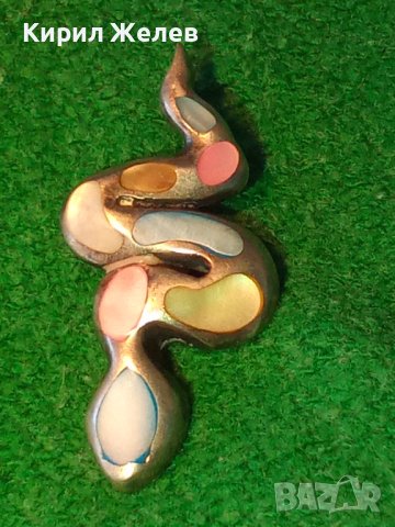 ЗМИЕВИДЕН СРЕБЪРЕН АРТ ПЕНДАНТ МЕДАЛЬОН СРЕБРО 925 ИНКРУСТИРАН с РАЗНОЦВЕТЕН КРАЛСКИ СЕДЕФ 38704, снимка 16 - Колиета, медальони, синджири - 41741621