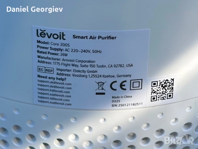 НЕУПОТРЕБЯВАН пречиствател за въздух Levoit Core 200S SMART, снимка 4 - Овлажнители и пречистватели за въздух - 52539261