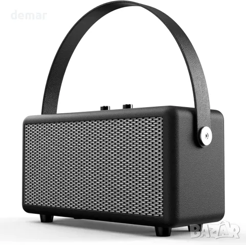 Портативна Bluetooth колонка с ретро дизайн и въртящи се контроли, за дома и навън