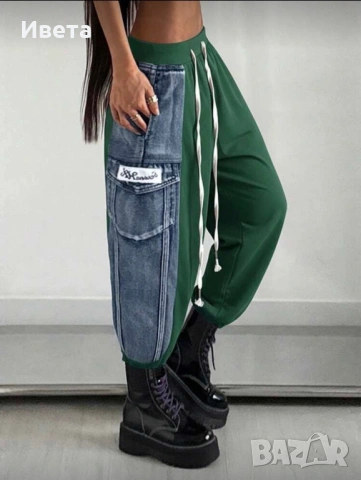 Дамски панталон с дънкови елементи