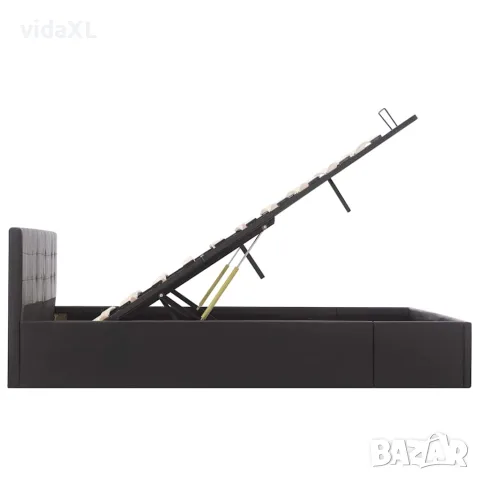 vidaXL Легло с повдигащ механизъм, черно, изкуствена кожа, 160x200 cм, снимка 6 - Спални и легла - 56146483