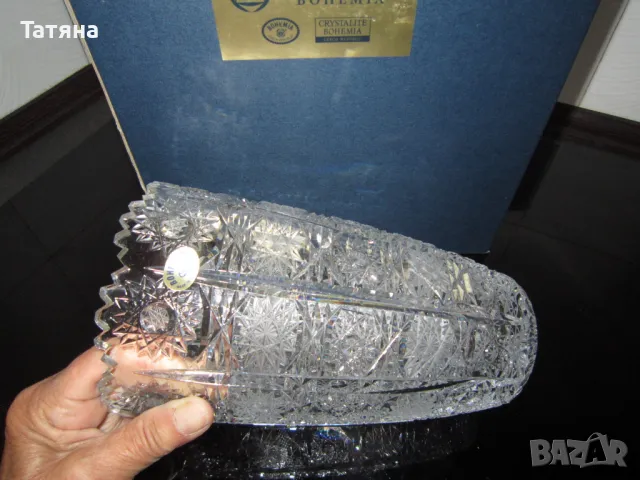 Бохемия кристален поднос;купа;ваза ; чиния  и пепелник от една серия, снимка 10 - Чинии - 49701871