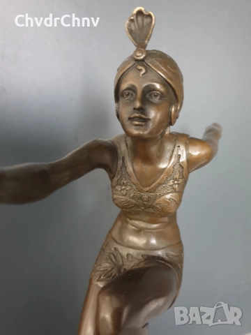 38см-4кг Preiss статуетка/немска бронзова скулптура/Арт Деко фигура кабаретна танцьорка-балерина, снимка 3 - Статуетки - 52469041