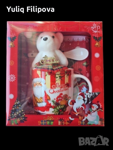 Коледна чаша с лъжичка и мече