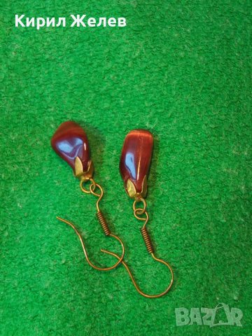 НЕЖНИ МЕСИНГОВИ ВИНТИДЖ АРТ ОБЕЦИ с ПОЛИРАН ПОЛУСКЪПОЦЕНЕН КАМЪК КОТЕШКО ОКО 38442, снимка 4 - Обеци - 41396396