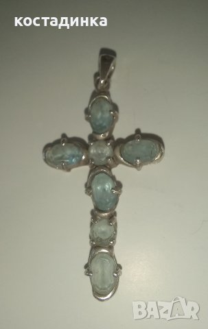 Сребърен кръст с топази., снимка 1