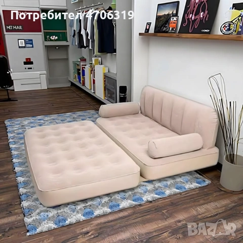 Двоен надуваем матрак с разтегателен диван за спане , снимка 5 - Дивани и мека мебел - 53090239