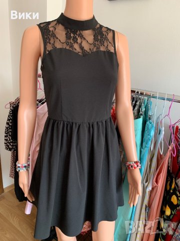 Черна рокля с дантела, снимка 2 - Рокли - 40819493