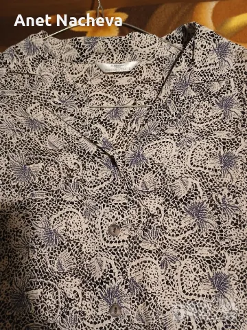 Риза дамска бежово черни фигури , с яка, снимка 2 - Ризи - 48513311