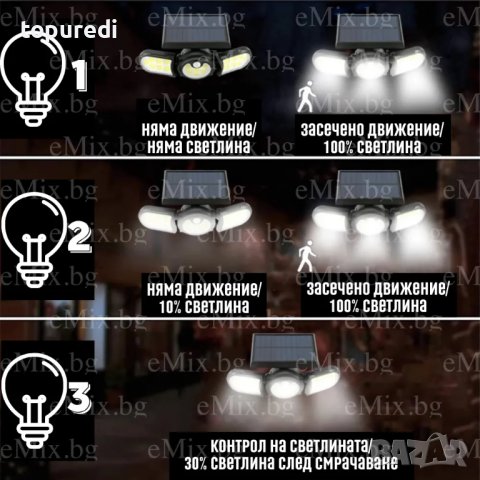 5 БРОЯ СОЛАРНА СЕНЗОРНА ЛАМПА SH-1206B, снимка 3 - Соларни лампи - 35912685