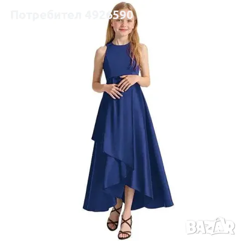 Официална тъмно синя елегантна рокля за момиче 12-16г