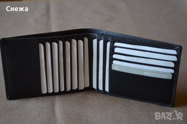 Piquadro Erse с RFID защита черен портфейл за 15 карти, снимка 5 - Портфейли, портмонета - 41508955