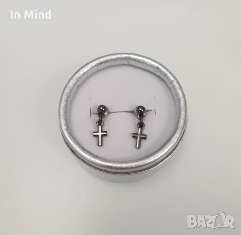 Обеци 'кръстчета в графитен металик', снимка 1