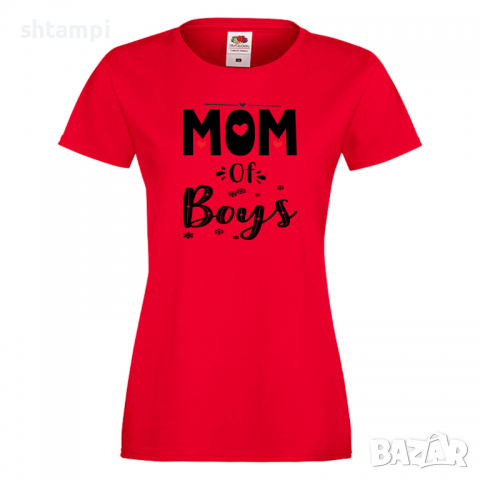 Дамска тениска Mom Of Boys,Празник на Майката,Подарък,Изненада,Рожден Ден, снимка 3 - Тениски - 36297075