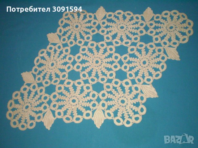 Ретро ръчно плетена покривка за маса цвят екрю