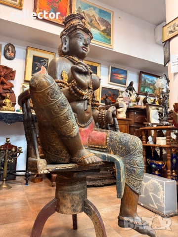 Голяма дървена скулптура / дърворезба на Богияна Парвати. №7813, снимка 15 - Антикварни и старинни предмети - 53041983