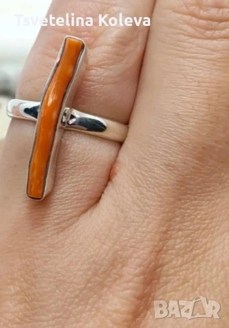 Сребърен пръстен с Корал проба 925