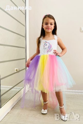 Рокля еднорог с пайети, снимка 1