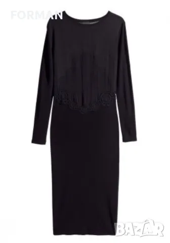 Дълга черна рокля с тюл и дантела в горната част, снимка 2 - Рокли - 47987434