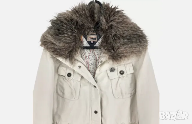 TOMMY HILFIGER Бежово джинсово подплатено яке с  колан, размер S, снимка 3 - Якета - 48699180