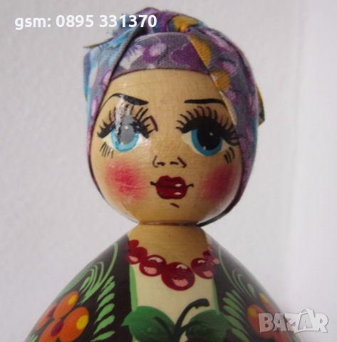 Красива дървена рисувана кукла, 16 см, снимка 1 - Статуетки - 42268737