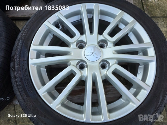 Лети джанти 16ки 4х114.3 Mitsubishi + летни гуми 205/45/16, снимка 6 - Гуми и джанти - 53297174