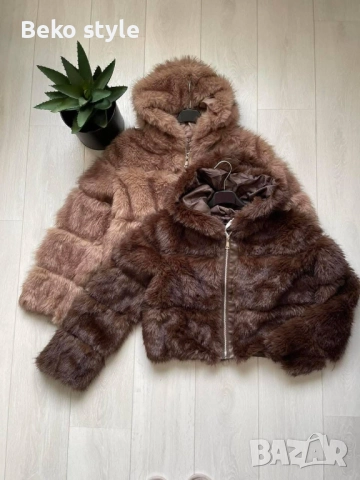 Пухено яке с качулка 