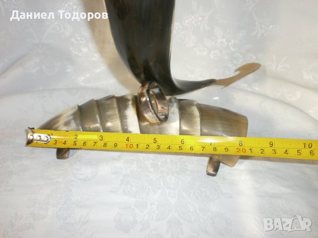 Стара Фигура Риба от рог, снимка 7 - Декорация за дома - 39136574