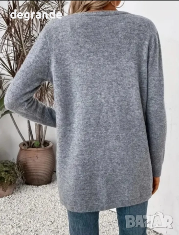 Сива жилетка с джобове без копчета, снимка 2 - Жилетки - 51874342