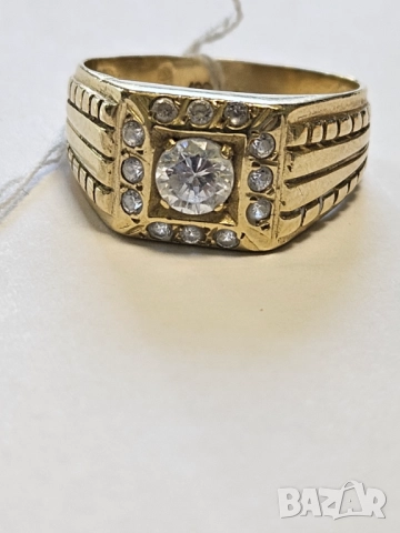 Златен мъжки пръстен 585/14к 4.50гр, снимка 2 - Пръстени - 51531266