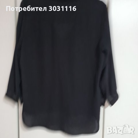 Черна блуза/риза, размер М, снимка 2 - Блузи с дълъг ръкав и пуловери - 41335195