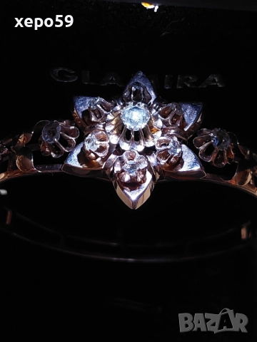 Автентична Руска златна дамска гривна с инкрустирани множество диаманти,злато 14 карата(56),19 век, снимка 8 - Гривни - 52682528