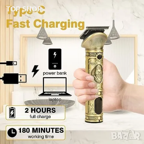 Нов безжичен комплект тример за брада коса Мъже Подарък, снимка 4 - Тримери - 49956885