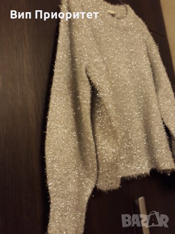 сребриста ефектна топла блуза с дълъг ръкав моден бранд , снимка 3 - Блузи с дълъг ръкав и пуловери - 35956272