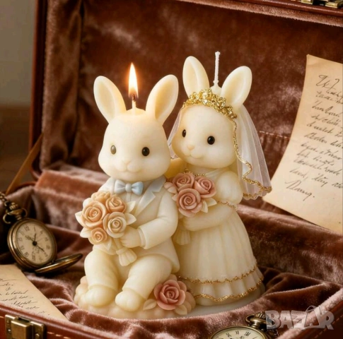 Комплект 2 молда зайци младоженци 