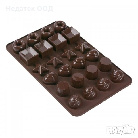 Силиконова форма за шоколадови бонбони (24 позиции) 24x18,5x2,5 см, снимка 1 - Форми - 35671477