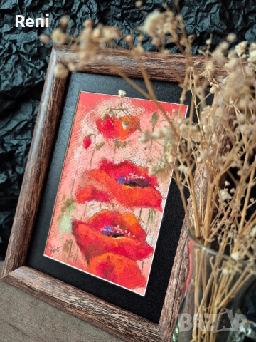 Макове, миниатюра, пастел, снимка 4 - Картини - 52453418