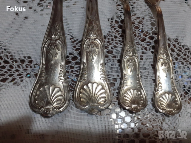 Стари антикварни посребрени прибори вилици 4 бр. различни, снимка 2 - Антикварни и старинни предмети - 53712224