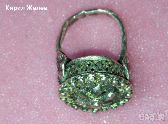 СТАРИНЕН ВЪЗРОЖДЕНСКИ ФИЛИГРАНЕН СРЕБЪРЕН ПРЪСТЕН ВИСОКА ПРОБА СРЕБРО с ГРАНУЛАЦИЯ МАЙСТОРСКИ 41962, снимка 9 - Антикварни и старинни предмети - 44423870